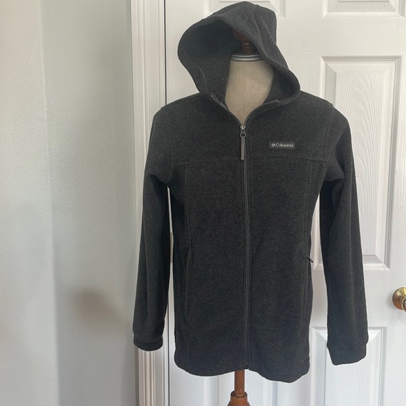 Columbia fleece jacket hood full zipper charcoal gray size L unisex - Picture 1 of 12